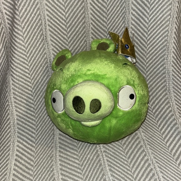 Commonwealth Angry Birds Green King Pig Gold Crown No Sound 8-10" Plush 2010 - Picture 1 of 3